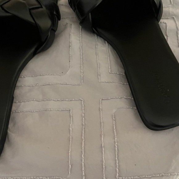 Open Edit Lucca Square Toe Black Sandals Sz 7M - Picture 6 of 8